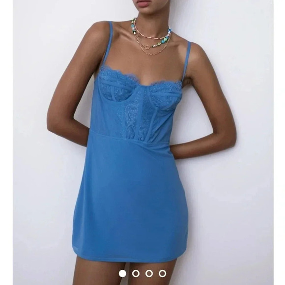 Urban Outfitters Women’s Blue Brenna Bustier Mini Dress XL NWT - Picture 5 of 11